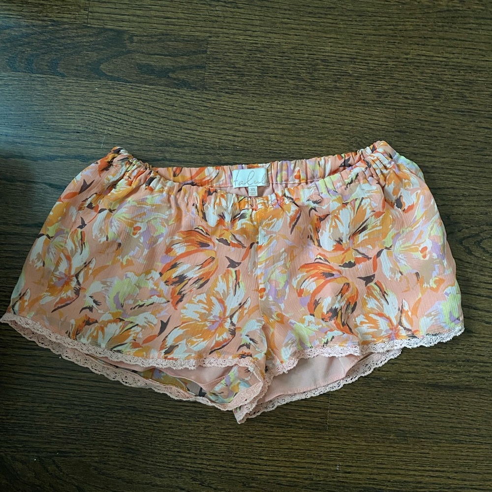 Orange printed shorts, great beach shorts